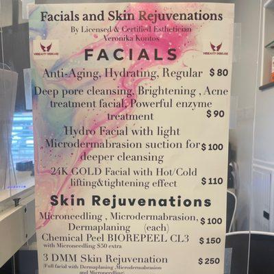 Facials done by licensed Esthetician