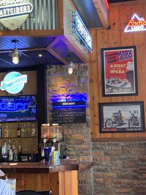 Bar area at RibCrib BBQ in Wichita Falls, Texas.