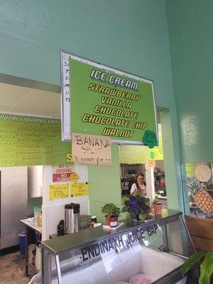 Ice cream menu