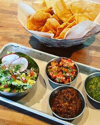 Chips with homemade salsa and guacamole!