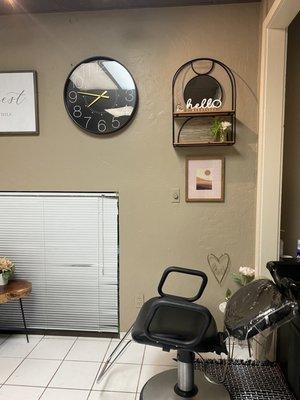 One on one private hair studio.