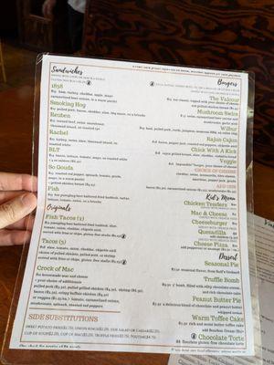 Menu at Valcour Brewing Company, Plattsburgh