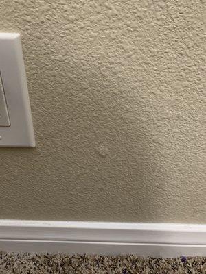 Nail hammered through drywall