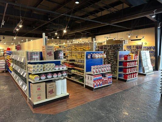 Store interior: CWC Stretch Film, CWC Tape, CWC PolyPro Rope, Continental Western Corporation Products