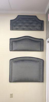 Headboard styles custom made with your selected fabrics at WindowWare Hunter Douglas Gallery