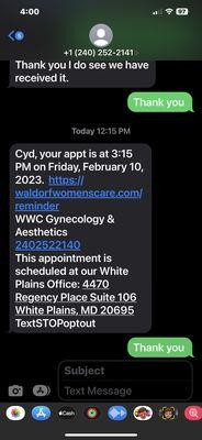 The text appointment!