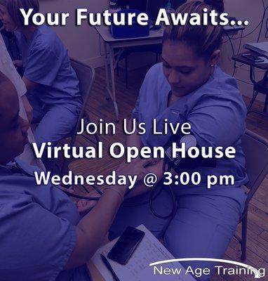 Virtual Open Houses are hosted every other Wednesday at 3:00 pm.