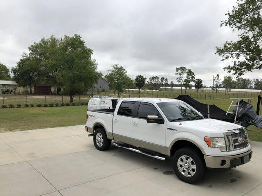 Working on the farm! We did engine cleaning and headlight restoration for this hard working truck.