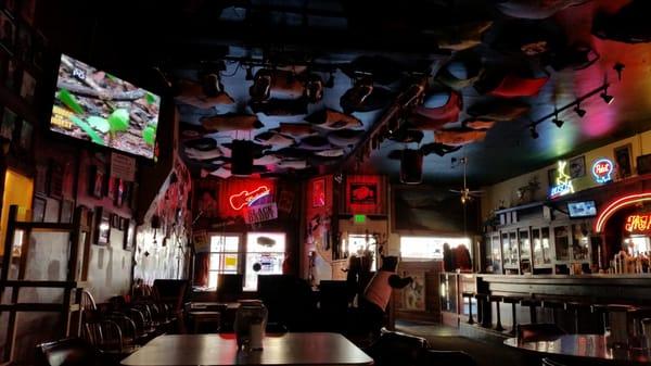 Ceiling decorated with shirts