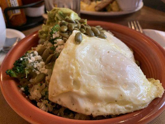 Grain and Veggie Bowl with eggs and avocado