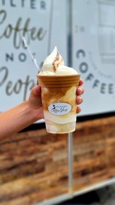 Espresso Float with lactose-free soft serve ice cream