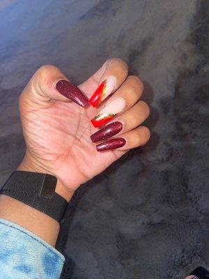 Long red nails