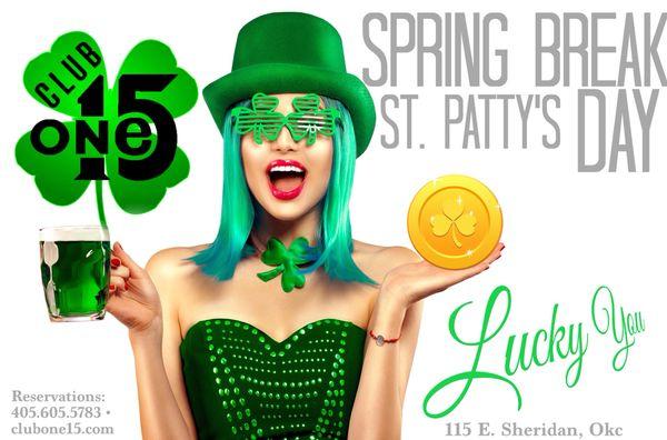 Celebrate St. Patty's Day this Saturday, March 16th with all of us here at ClubOne15!!! Wear your Green!