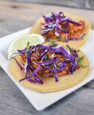 Great vegetarian taco option! Cauliflower and walnut chorizo tacos.