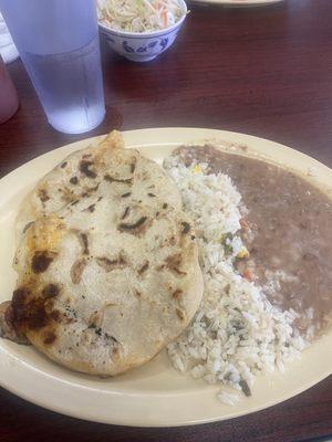 Combo with two pupusas . Revueltas.