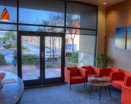 The waiting room for patients at Palo Alto Dental Spa in Palo Alto, CA.