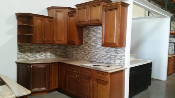 Kitchen cabinets and backsplash