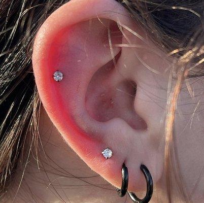 Helix and 3rd lobe piercing