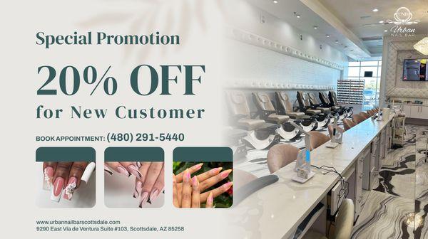 New Customer Special Alert! 

From now until October 31, enjoy 20% OFF on all services just for being a new customer!