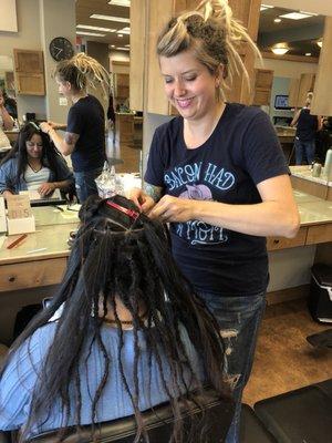 Amanda Evans starting crochet dreadlocks