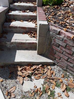 concrete steps and retainning wall.