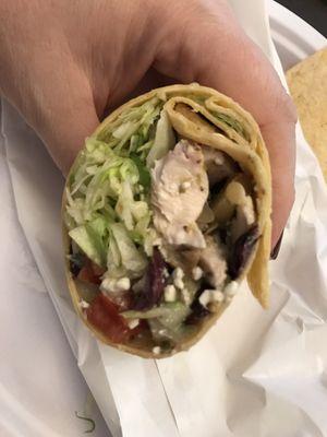 Greek chicken wrap (half).