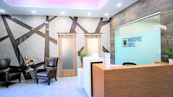 Beautiful lobby with friendly receptionist ready to greet your clients