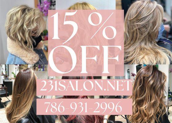 BOOK NOW Get 15% OFF | Keratin smoothing treatment, Blowouts, Gel Manicure & Pedicure services! CALL US  (786) 931-2996 | BOOK ONLINE before