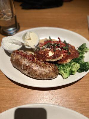 HUGE baked potato, parmesan chicken