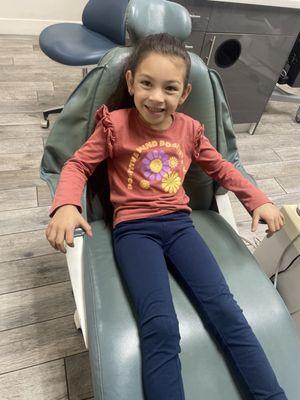 My 6 year old happy at her dental appointment.