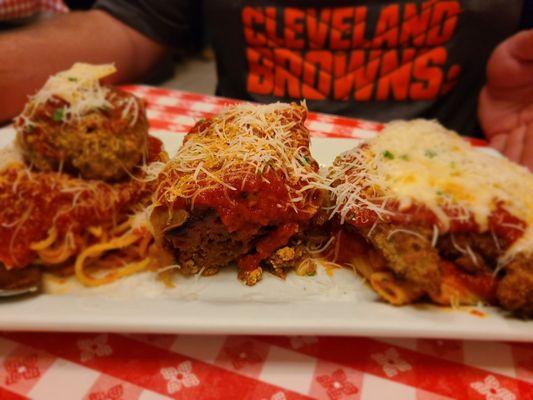 Giuseppe's Sampler (house-made meatball with spaghetti, meat lasagna, and chicken parmesan)