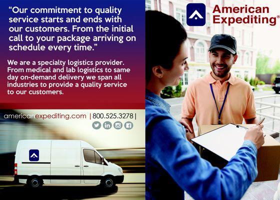 #AmericanExpediting #CourierService #Warehousing #Fulfillment #SpecialtyLogistics #medicalCourier #onDemand #SameDay