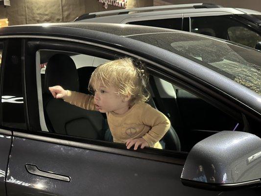 Lol the only photo I found of the Tesla we rented from Hertz, baby boy not included!