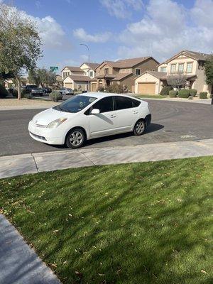 Parked haphazardly facing the WRONG direction.