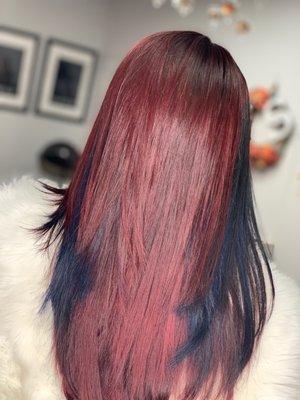 Hair by Taylor red with a flare of blue