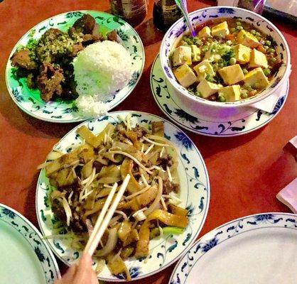 Salt & Pepper Pork Chop, Mapo Tofu, Beef Chow Fun