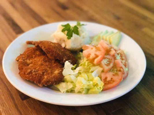 Chicken Milanese with mashed potato