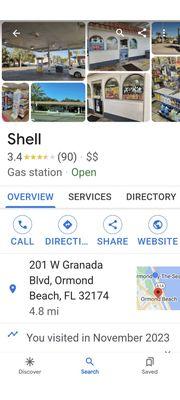 The address of the Shell station on the corner of Granada Blvd & Younge.