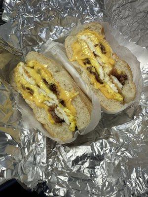 Bacon, egg and cheese (fried eggs)  Yummy!