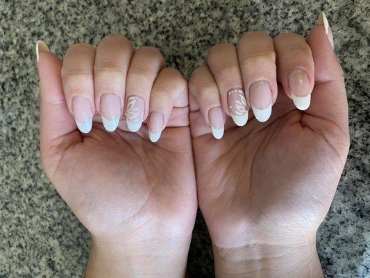 French gel manicure with flower design