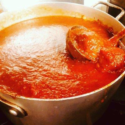 Homemade meatballs in homemade gravy