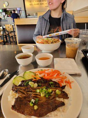 Ribs up front, chicken and vermicelli.