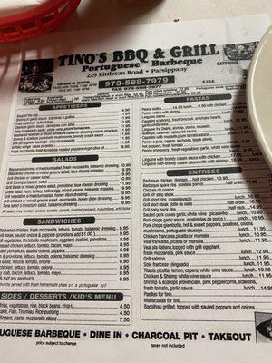 Tinos' menu!