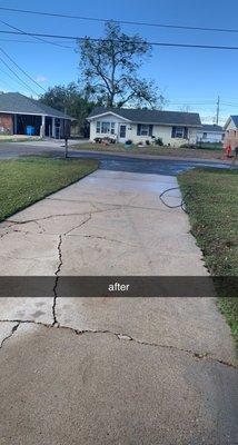 After pressure washing a small driveway.