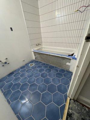 Tile install - client bathroom