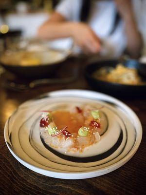 Sea Bream Crudo | leche de tigre, finger lime, blood orange avocado