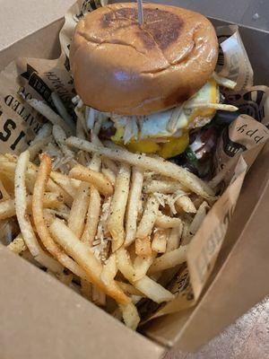 VENEZUELAN Burger with PARMESAN TRUFFLE fries