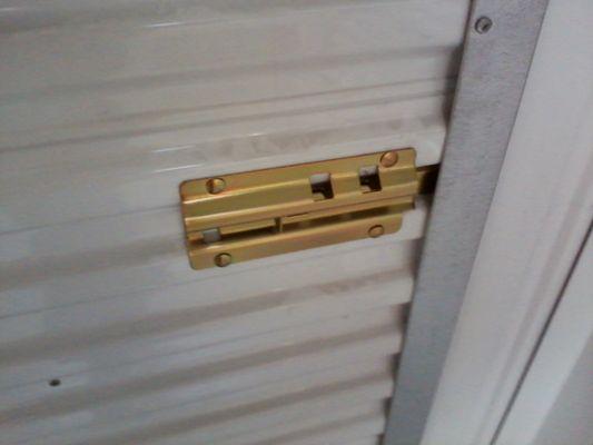 the replacement locking mechanism on our door. Brand new, because the old was was ripped off.