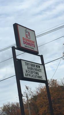 North Attleborough Dunkin Donuts -- 544 South Washington Street / Route 1, North Attleborough                Sign