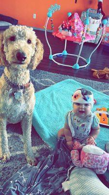 Dixie girl (Left)  posing with her sister